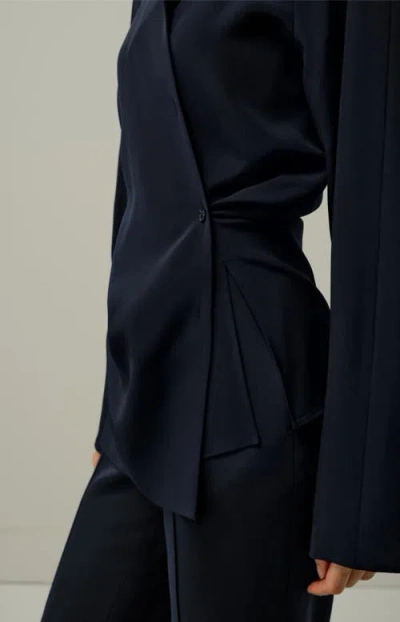 Lilysilk Multipositional Silk Shirt In Blue