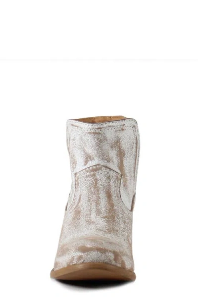 Diba True Walnut Grove Distressed Leather Pull-on Western Bootie In White