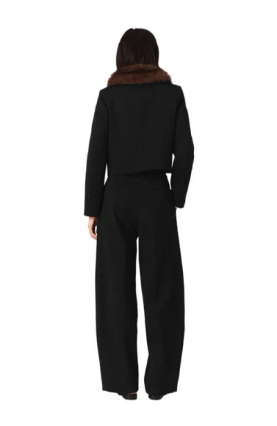 Maje Short Jacket With Removable Collar In Black