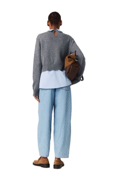Maje Removable Rhinestone Trim Sweater In Gray