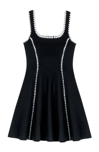 Maje Womens Black Sleeveless Flared-skirt Knitted Mini Dress