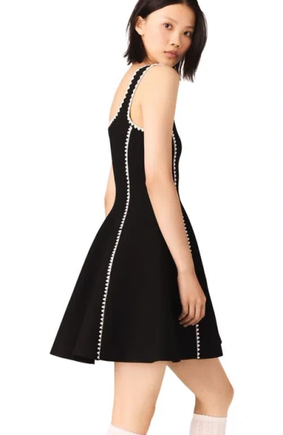 Maje Womens Black Sleeveless Flared-skirt Knitted Mini Dress