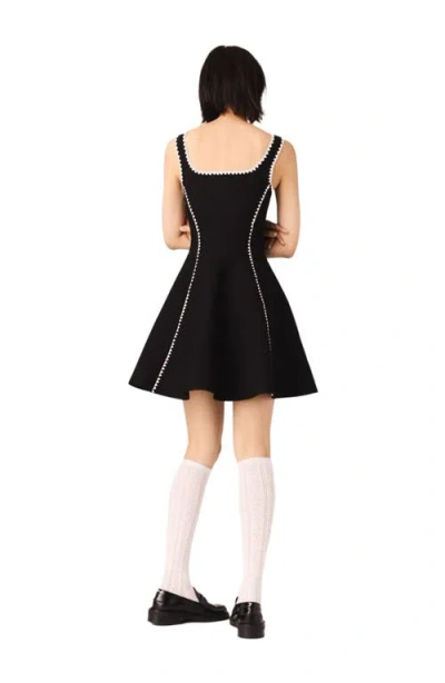 Maje Womens Black Sleeveless Flared-skirt Knitted Mini Dress