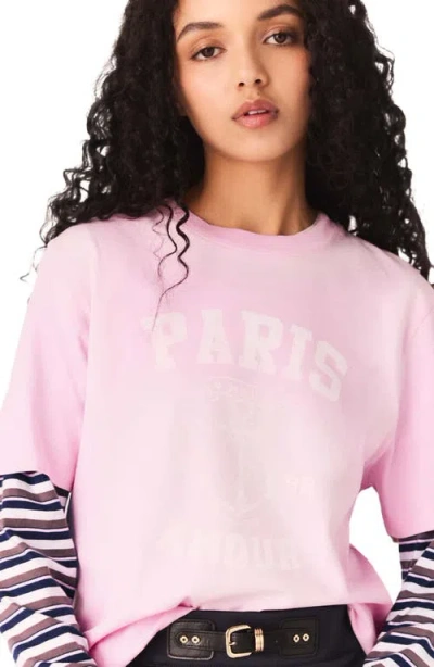 Maje Nautical Print T-shirt In Pink