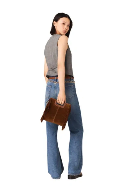 Maje Checked Tailored Jacket In Gray