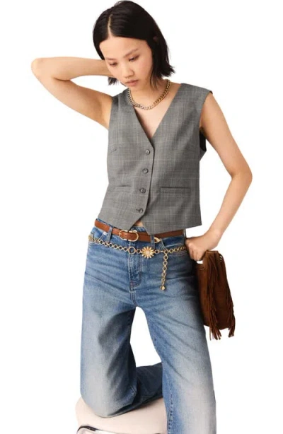 Maje Checked Tailored Jacket In Gray