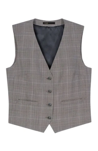 Maje Checked Tailored Jacket In Gray