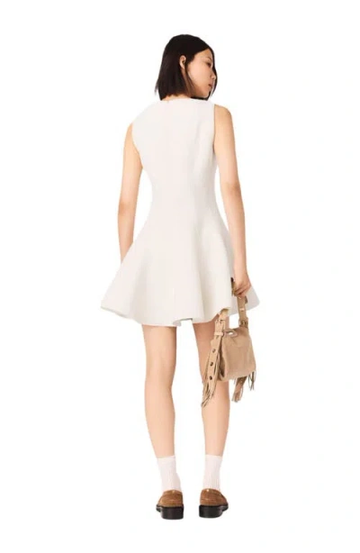 Maje Womens Ecru Flared Hardware-embellished Tweed Mini Dress In White