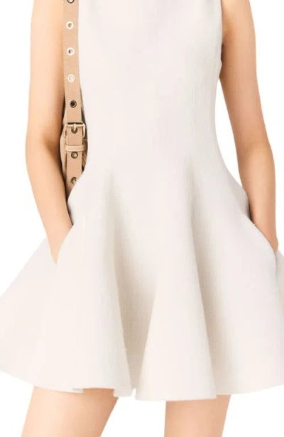 Maje Womens Ecru Flared Hardware-embellished Tweed Mini Dress In White