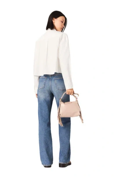 Maje Womens White Cropped Jewel-embellished Cotton Shirt