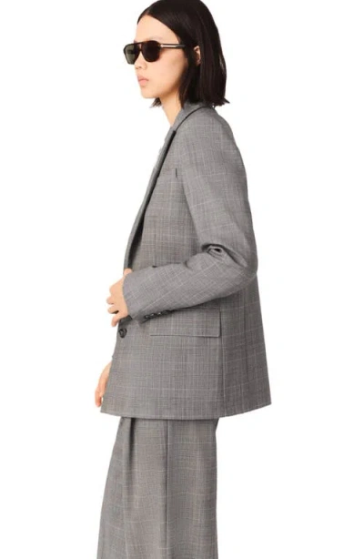 Maje Womens Grey Checked Single-breasted Stretch Wool-blend Blazer In Gray