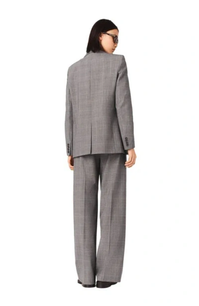 Maje Womens Grey Checked Single-breasted Stretch Wool-blend Blazer In Gray