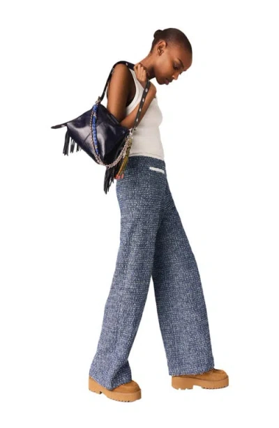 Maje Tweed Trousers In Blue