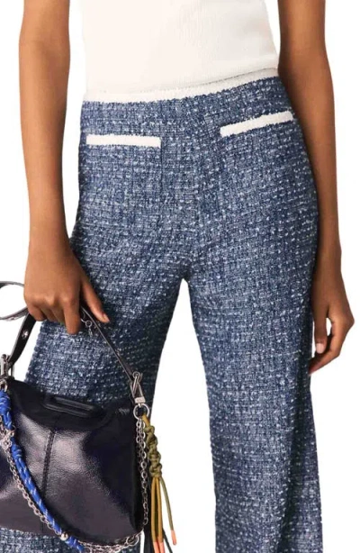 Maje Tweed Trousers In Blue