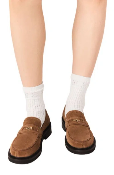 Maje Suede Loafers In Brown