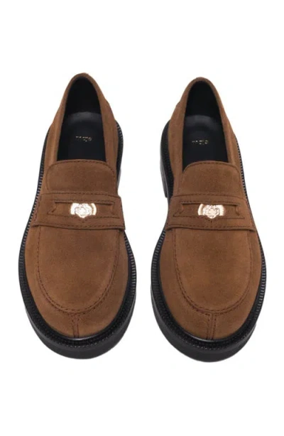 Maje Suede Loafers In Brown