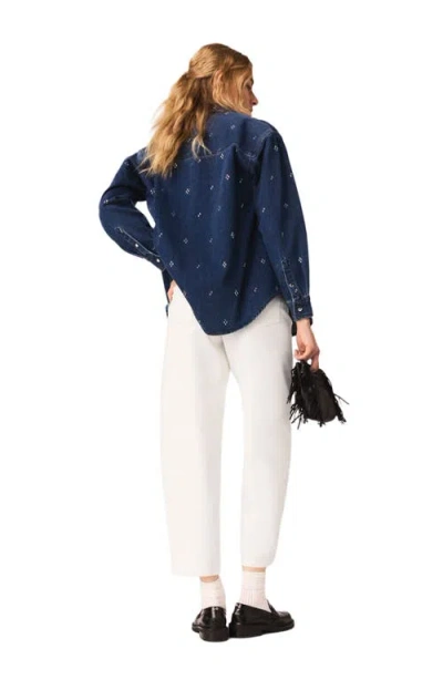 Maje Crystal-embellished Buttoned Shirt In Blue