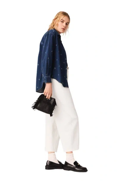 Maje Crystal-embellished Buttoned Shirt In Blue