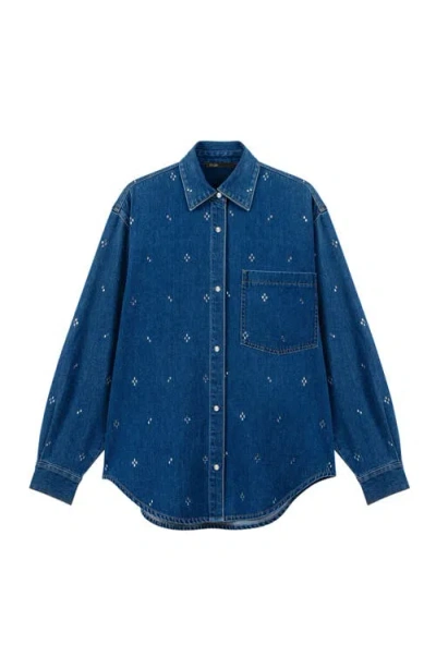 Maje Crystal-embellished Buttoned Shirt In Blue