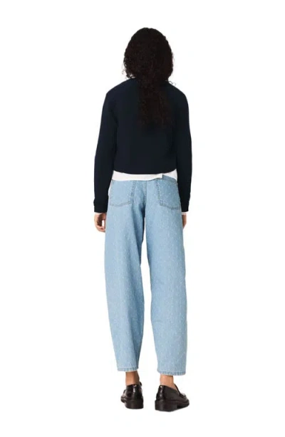 Maje Jewelled Bow-button Cardigan In Blue