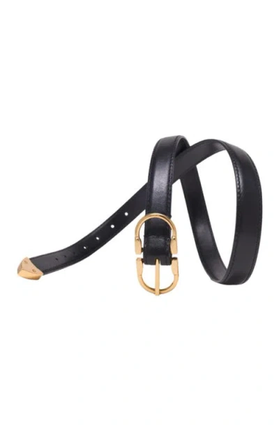 Maje Double-buckle Leather Belt In Black