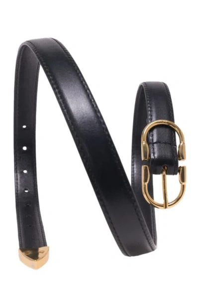 Maje Double-buckle Leather Belt In Black