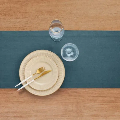 Solino Home Linen Table Runner In Blue