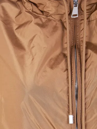 Semicouture Hooded Longline Parka Jacket Drawstring Hem In Brown