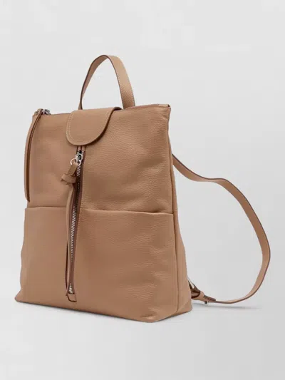 Gianni Chiarini Urban Backpack Adjustable Straps Front Zip Pocket In Brown