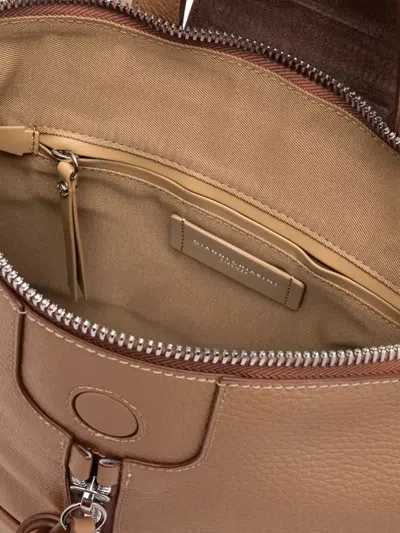 Gianni Chiarini Urban Backpack Adjustable Straps Front Zip Pocket In Brown