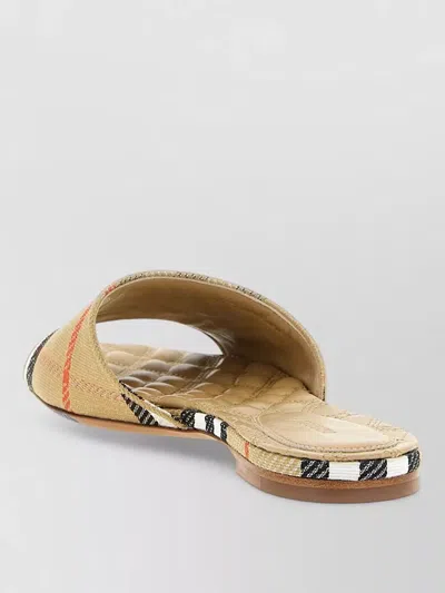 Burberry Sloane Slides Check Pattern Flat Sole Open Toe In Neutral
