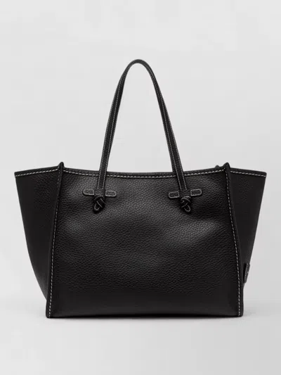 Gianni Chiarini Marcella Tote Bag Textured Contrast Stitching In Black