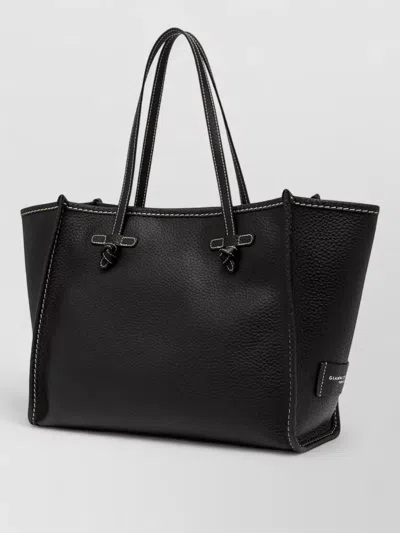Gianni Chiarini Marcella Tote Bag Textured Contrast Stitching In Black