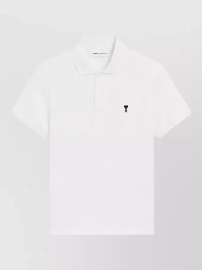 Ami Alexandre Mattiussi Ami Paris Men White Polo Shirt With Adc Embroidery On The Front And Classic Collar In Cotton Man In Multi