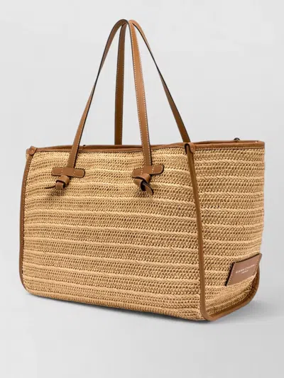 Gianni Chiarini Marcella Tote Bag Contrast Trim Woven In Brown