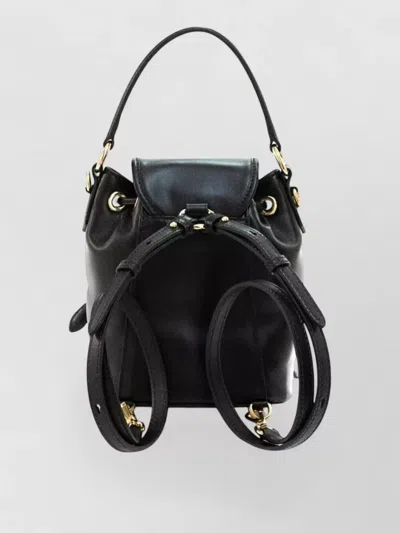Miu Miu Leather Backpack Top Handle Adjustable Straps In Black