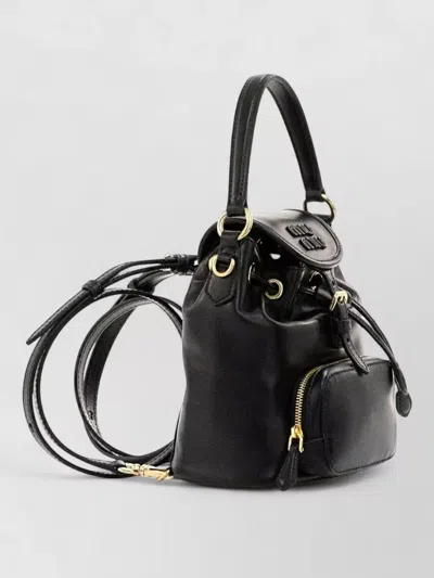Miu Miu Leather Backpack Top Handle Adjustable Straps In Black