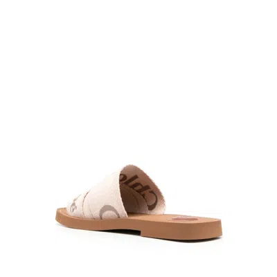 Chloé X High Summer Woody Embroidered Logo Flat Sandals In Multi