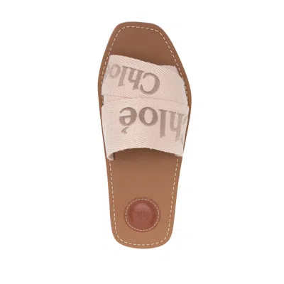 Chloé X High Summer Woody Embroidered Logo Flat Sandals In Multi
