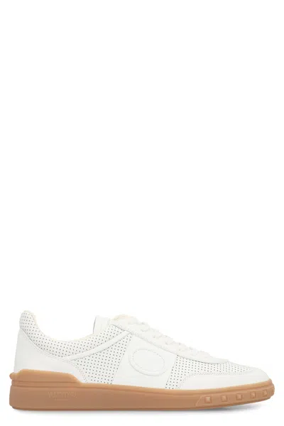 Valentino Garavani Nappa Leather Upvillage Round Toe Sneakers In White
