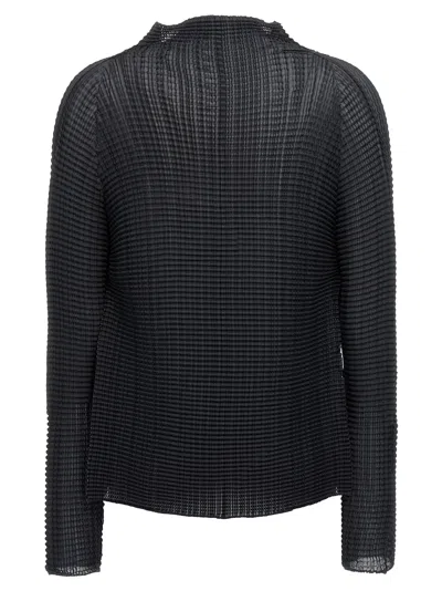 Issey Miyake Pleated Long-sleeved Cardigan In Black