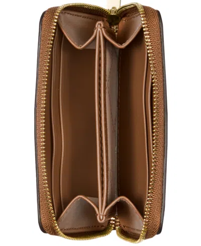 Michael Kors Jet Set Small Zip Around Card Case In Brown