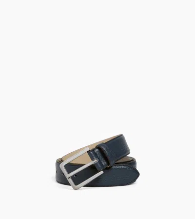 Le Tanneur Ceinture Homme Avec Boucle Rectangle En Cuir Grainé In Blue