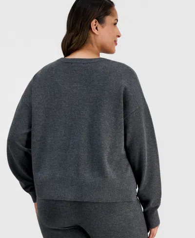 Bar Iii Trendy Plus Size Button-front Long-sleeve Cardigan, Macy's Exclusive In Gray