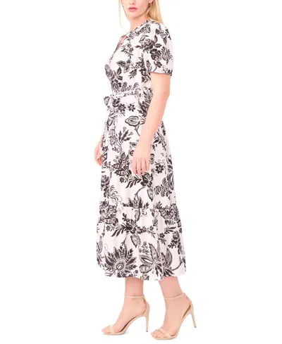 Msk Plus Size Printed Puff-sleeve Maxi Shirtdress In Multi
