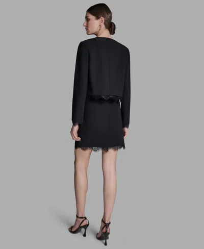 Bcbg Women's Padded Shoulder Open Front Jacket In Black