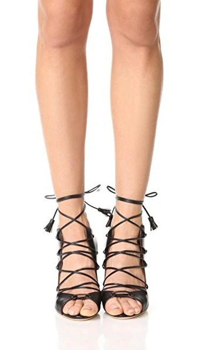 Shop Malone Souliers Savannah Lace Up Sandals In Black