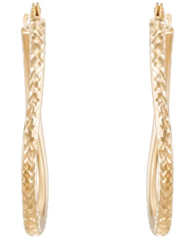 Macy's Twist Oval Hoop Earrings In Yellow Gold In Yellow