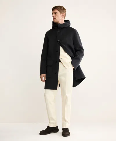 Mango Men's Handmade Wool Hood Coat In Black