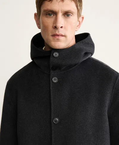 Mango Men's Handmade Wool Hood Coat In Black